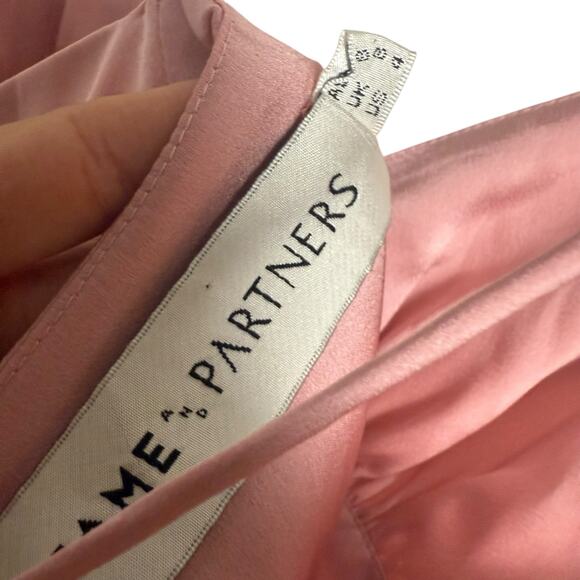 Fame and Partners Trine Dusty Rose Pink Satin V-Neck Maxi Gown Size 4 - Picture 9 of 13